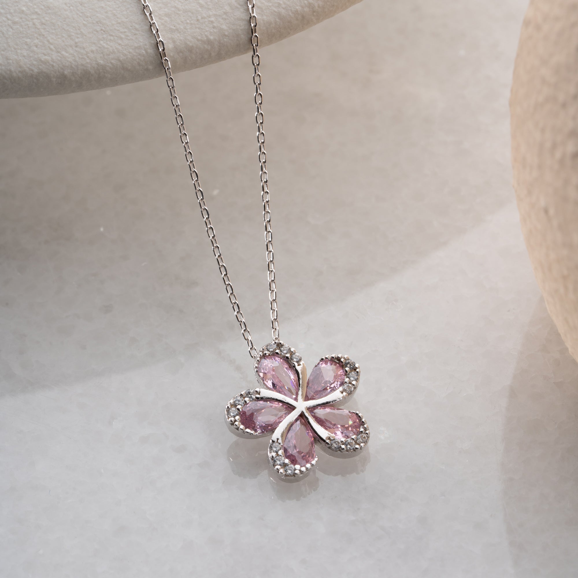 ROSA GÄNSEBLÜMCHEN HALSKETTE | 925 SILBER