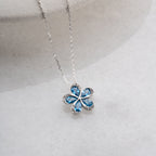 BLUME MIT BLAUEM STEIN HALSKETTE | 925 SILBER