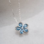 BLUME MIT BLAUEM STEIN HALSKETTE | 925 SILBER