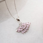 SCHWAN MIT ROSA STEIN HALSKETTE | 925 SILBER
