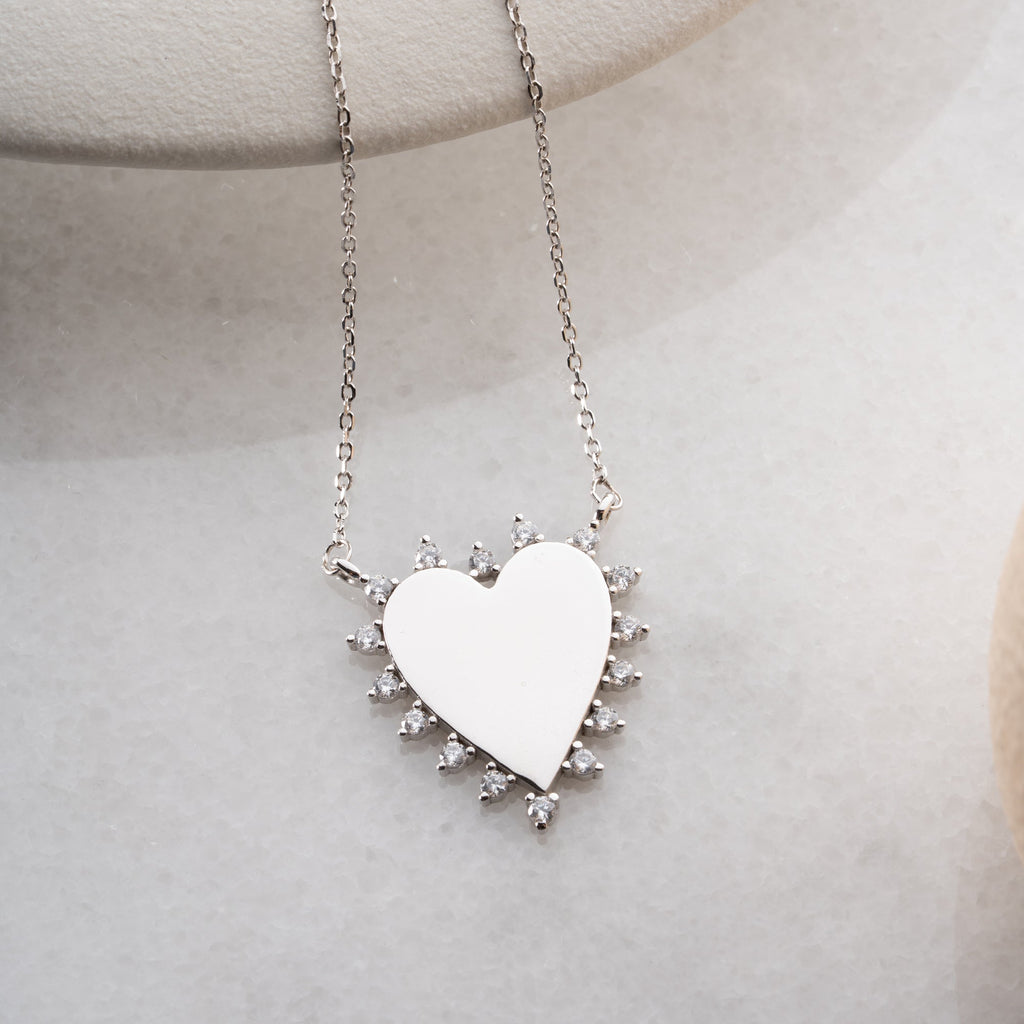 FUNKELNDES HERZ HALSKETTE | 925 SILBER
