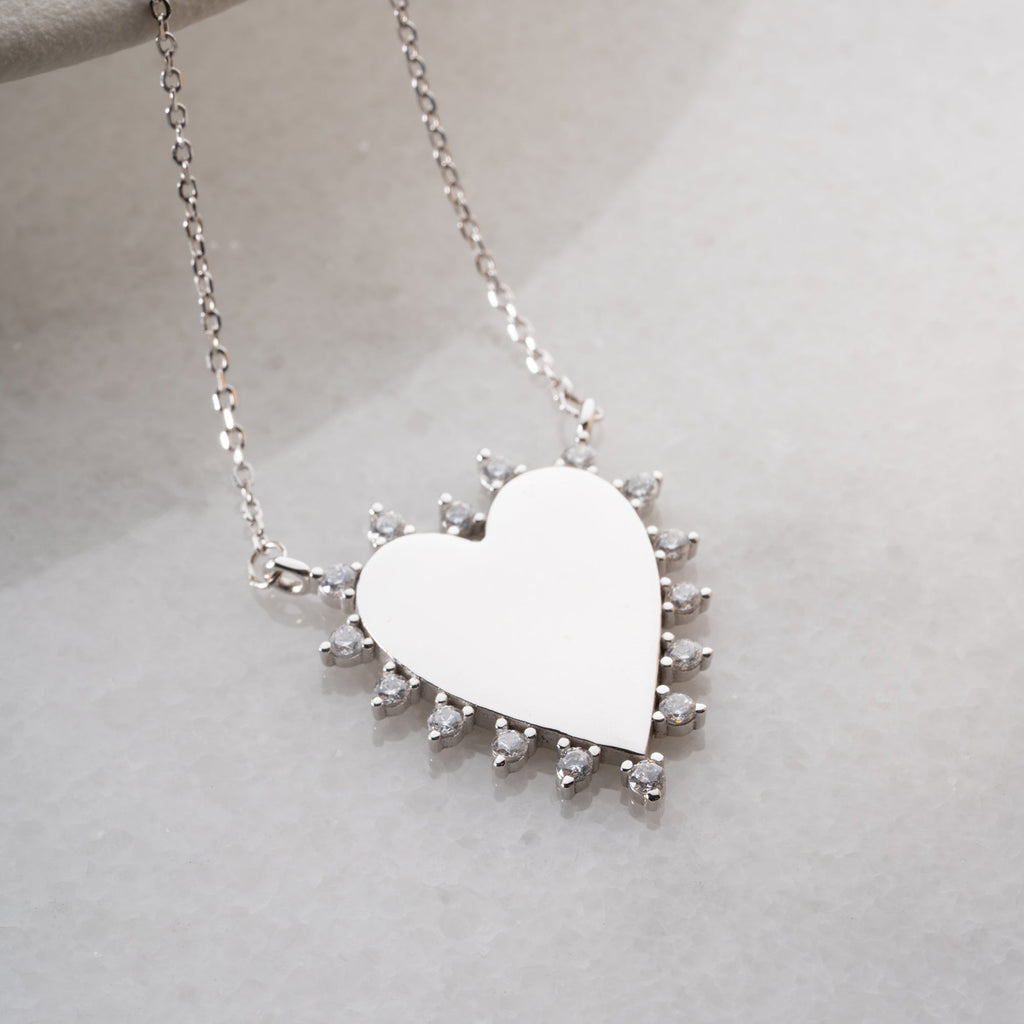FUNKELNDES HERZ HALSKETTE | 925 SILBER