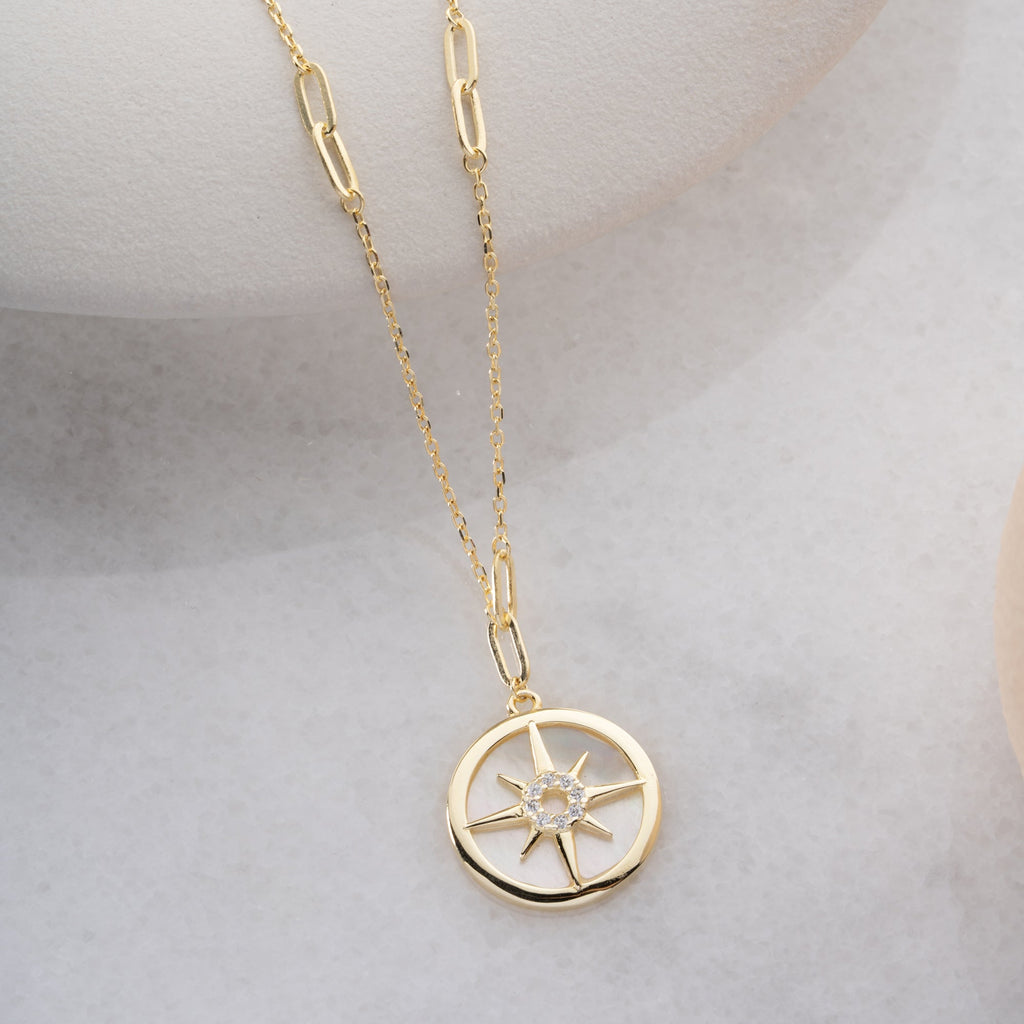 POLARSTERN-PLÄTTCHEN GOLD HALSKETTE | 925 SILBER