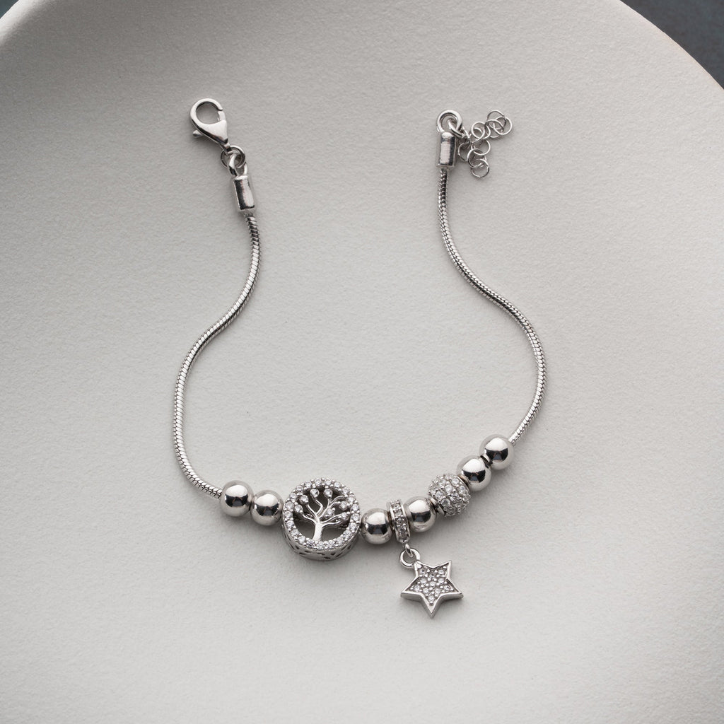KUGEL MIT STERN ARMKETTE | 925 SILBER