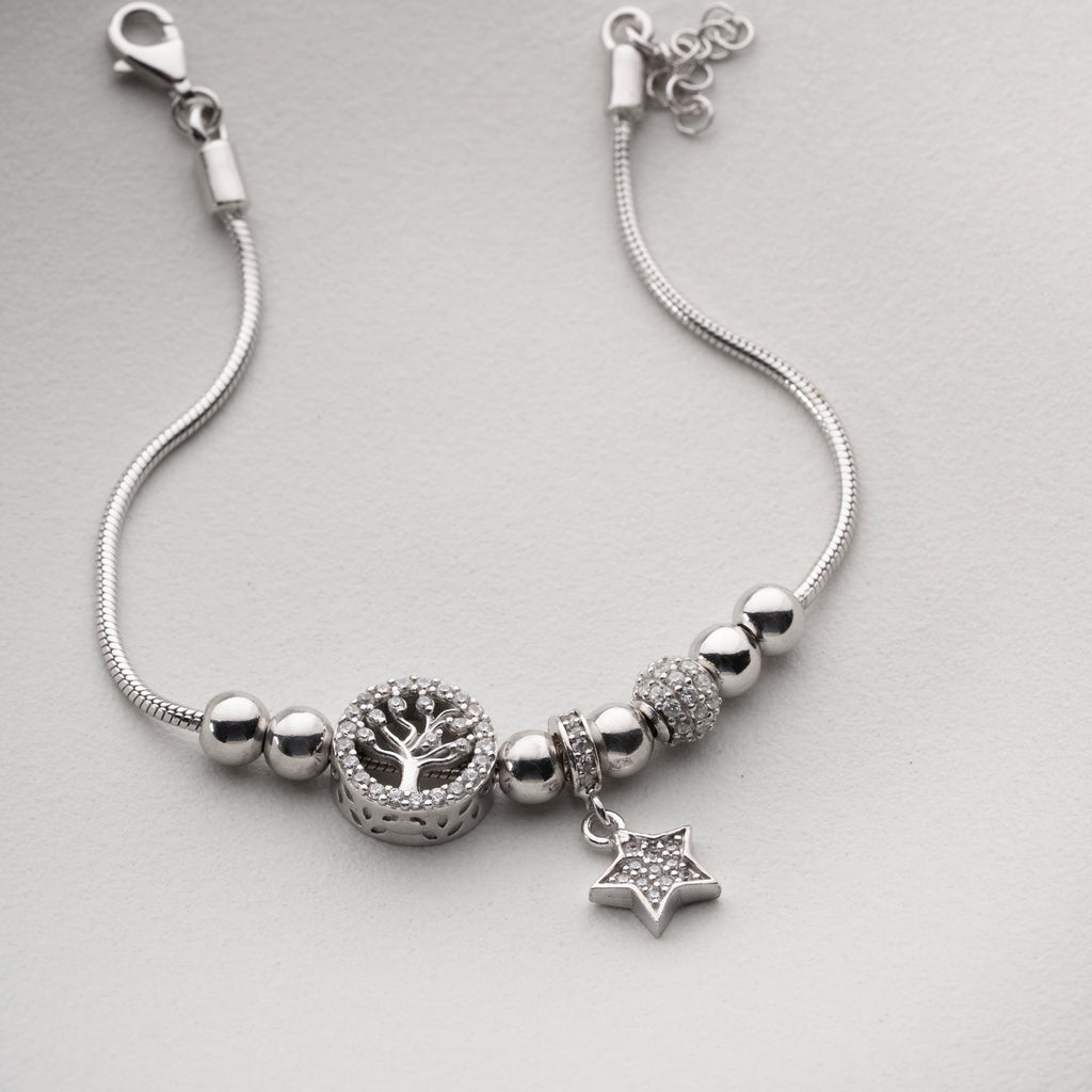 KUGEL MIT STERN ARMKETTE | 925 SILBER
