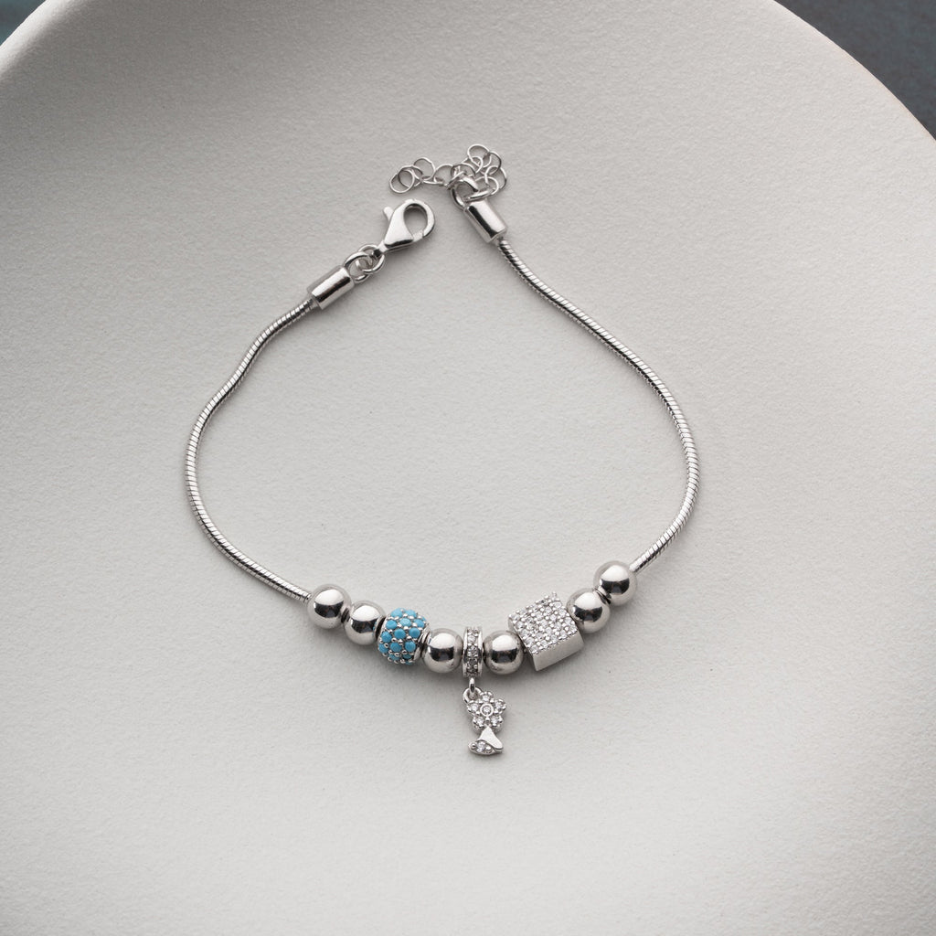 CHARM MIT STEIN ARMKETTE | 925 SILBER