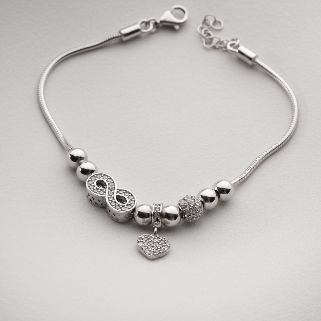 SCHARM MIT STEIN-HERZ-ANHÄNGER ARMKETTE | 925 SILBER