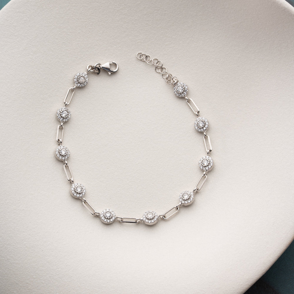 MULTISTEIN RUND SILBER ARMKETTE | 925 SILBER