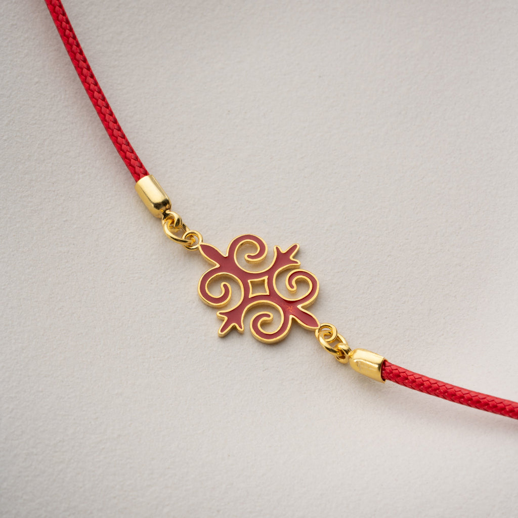 MIT ROTER KORDEL UND EMAILLE ARMKETTE | 925 SILBER