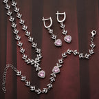 ROSA HERZ MIT STEIN SET | 925 SILBER