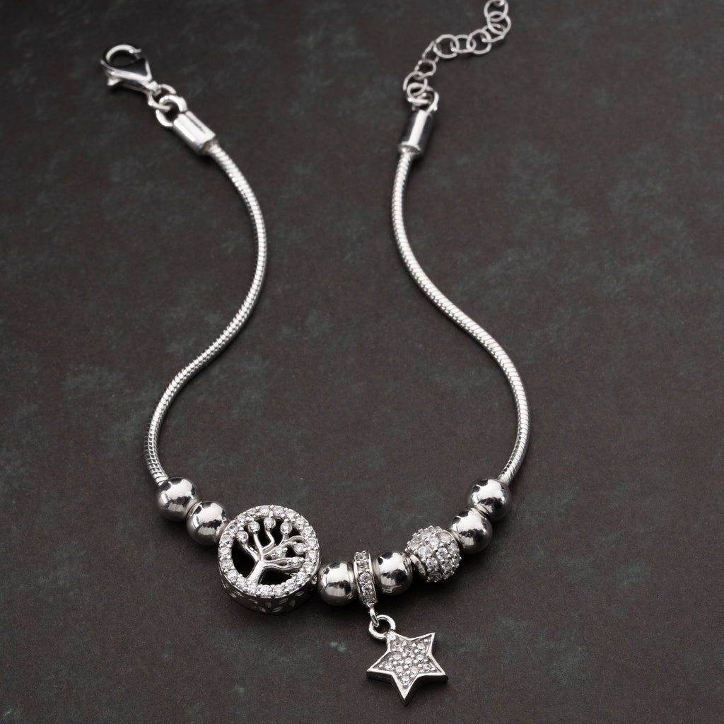 KUGEL MIT STERN ARMKETTE | 925 SILBER