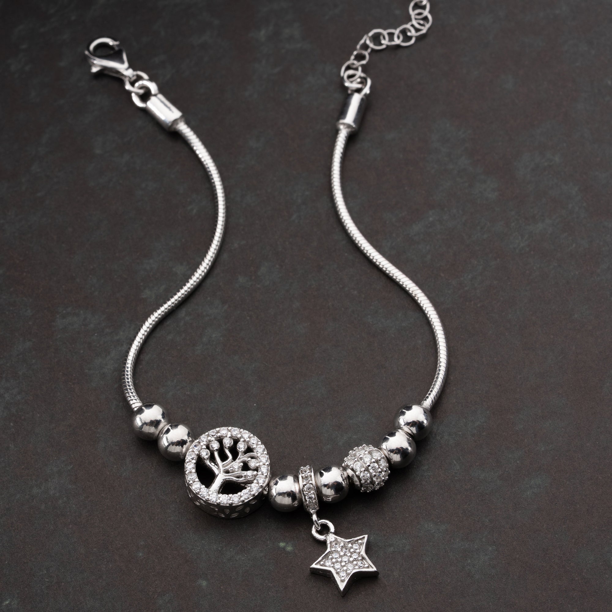 KUGEL MIT STERN ARMKETTE | 925 SILBER