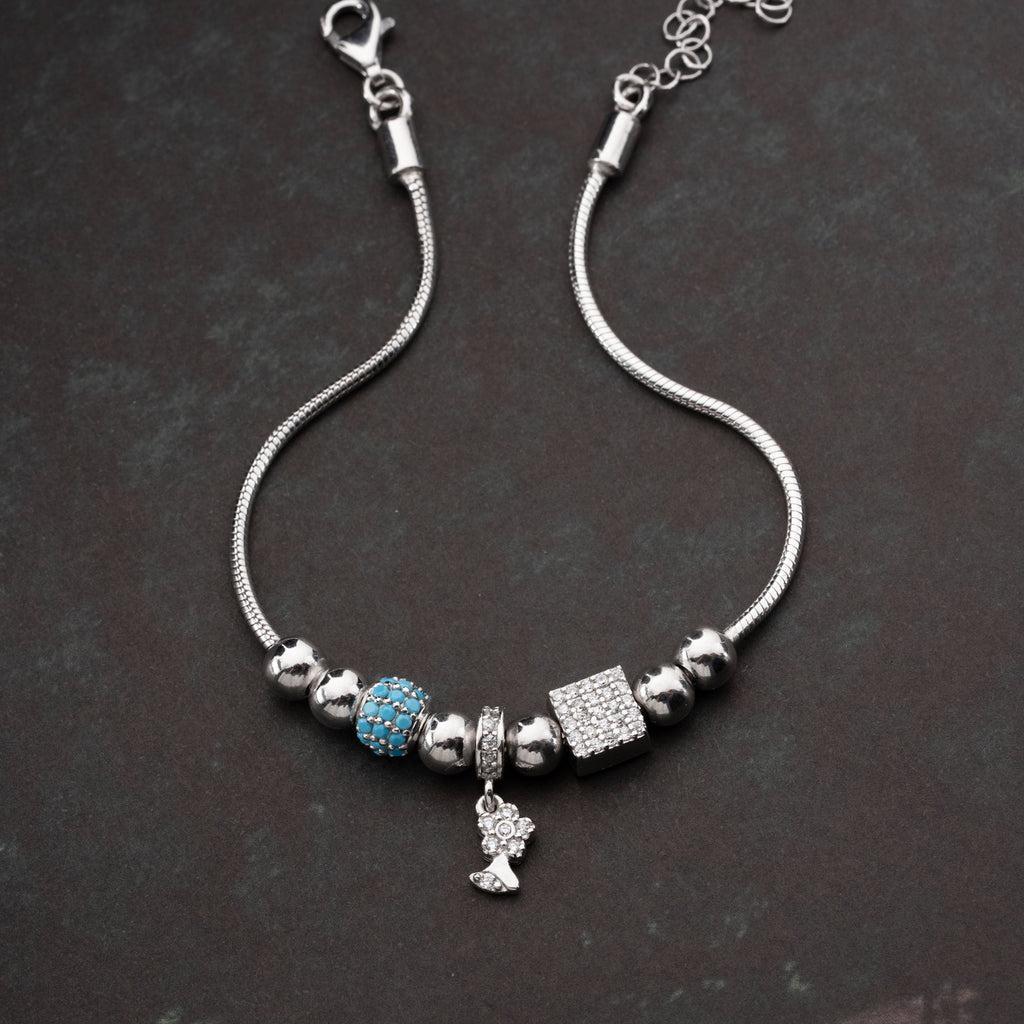 CHARM MIT STEIN ARMKETTE | 925 SILBER