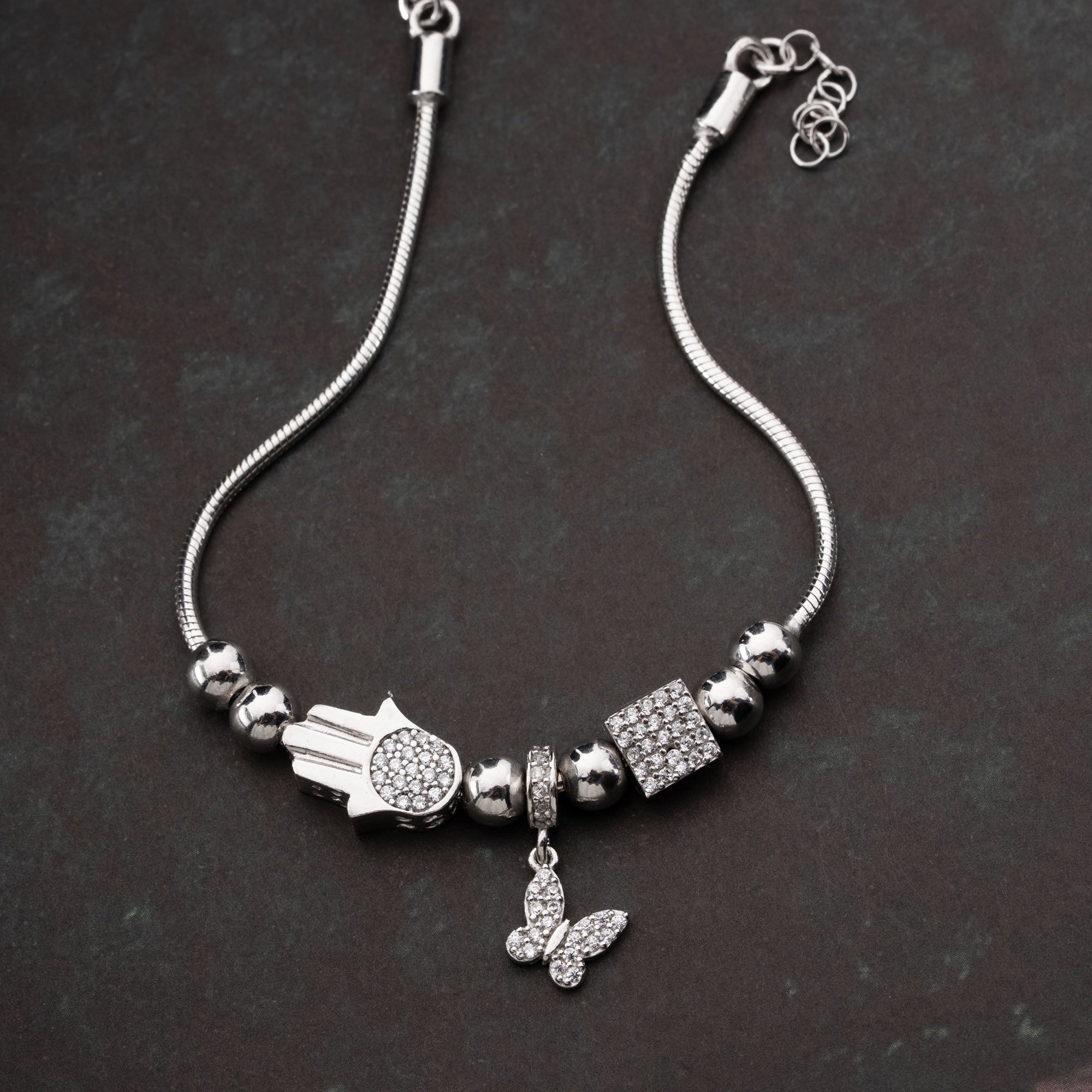 SCHMETTERLINGS-DANGLE-CHARM ARMKETTE | 925 SILBER