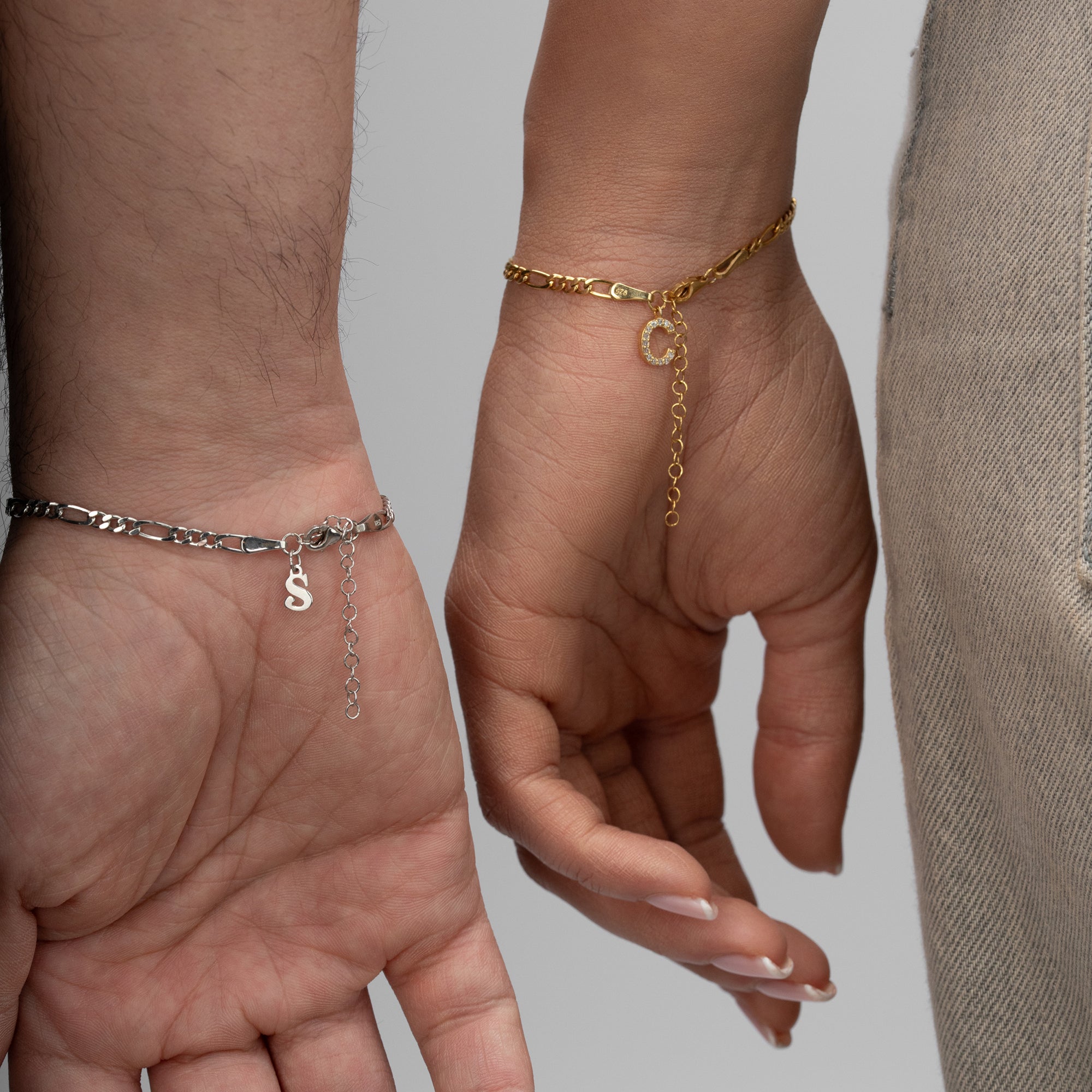 FIGORA BUCHSTABEN PAAR-ARMBÄNDER | 925 SILBER