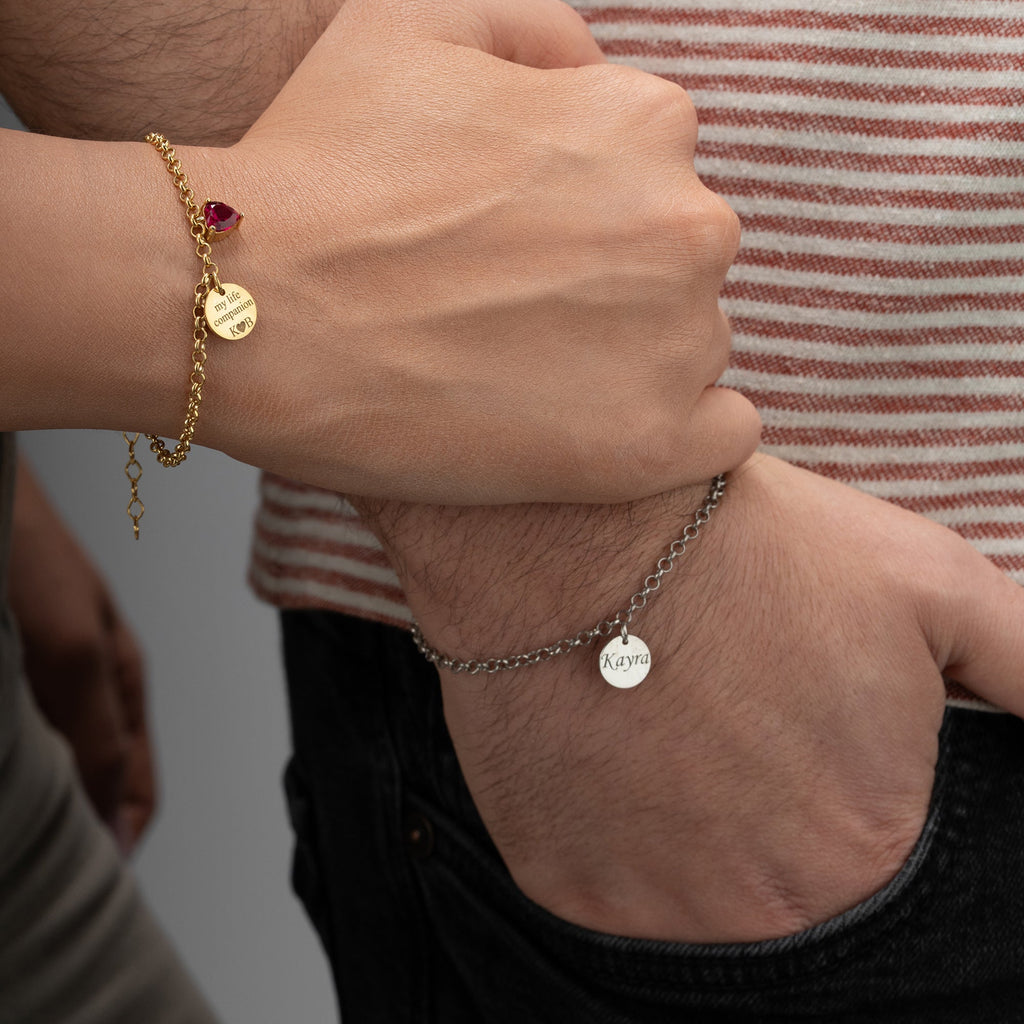 PERSONALISIERTE PLÄTTCHEN PAAR-ARMBÄNDER | 925 SILBER