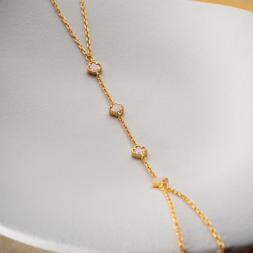 MINI KLEE ROSA HANDKETTE aus 925 Silber - Eleganter Halskette - AURIME