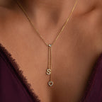 DUO HERZ LETTER HALSKETTE | 925 SILBER