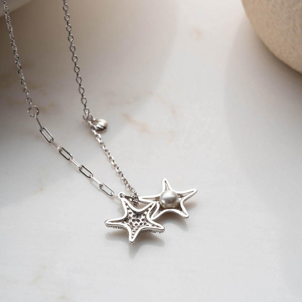STERN PERAL KETTE aus 925 Silber - Eleganter Halskette - AURIME
