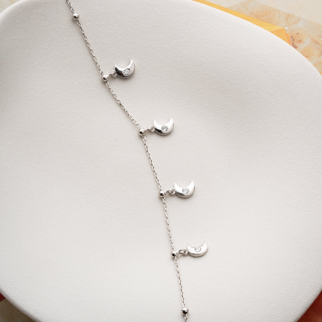 HALBMOND FUSSKETTE aus 925 Silber - Eleganter Halskette - AURIME