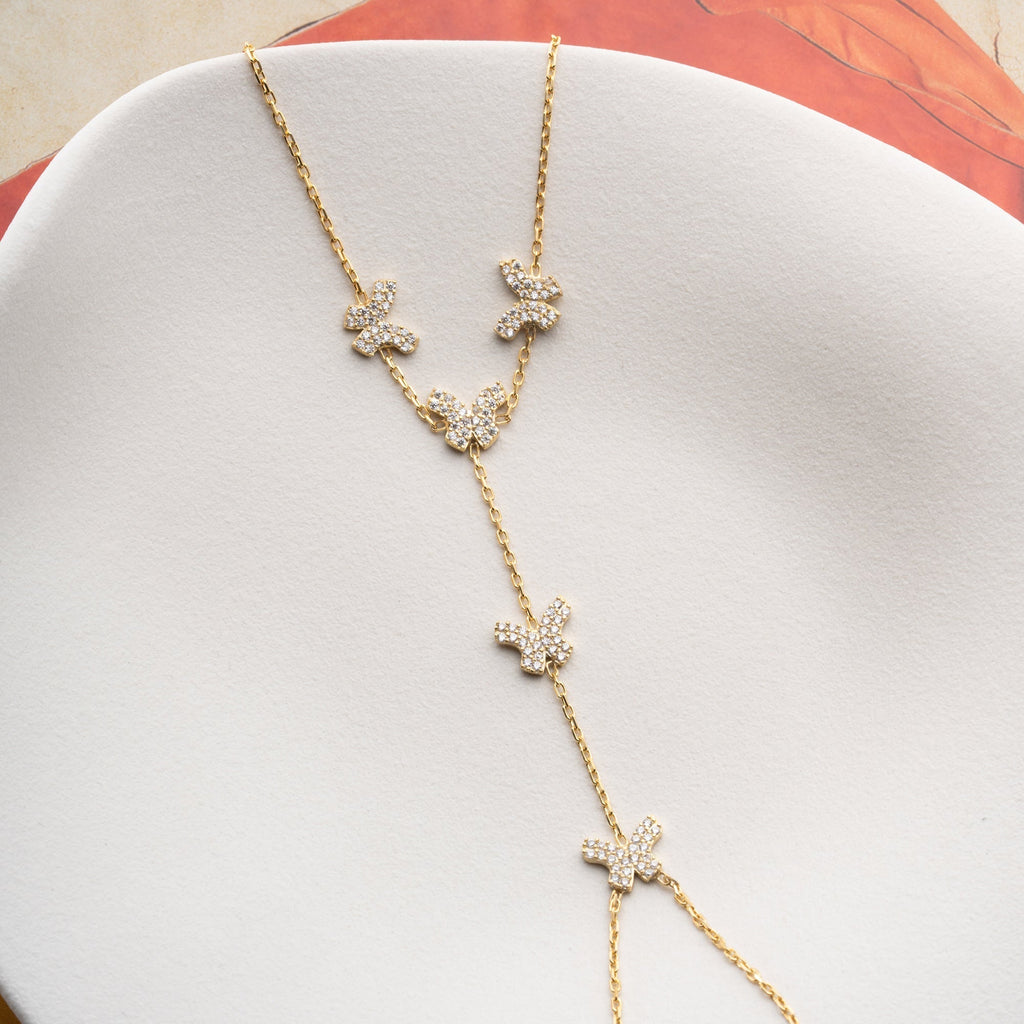 BUTTERFLY HANDKETTE aus 925 Silber - Eleganter Halskette - AURIME