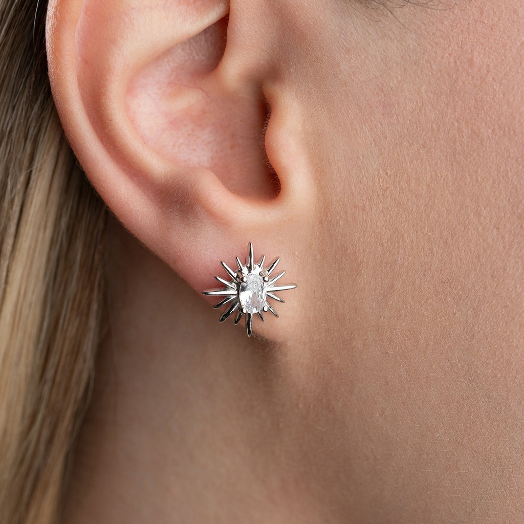 MINIMALISTISCH MIT OVALEM STEIN OHRRINGE | 925 SILBER