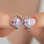 MINIMALISTISCHE BLUME AUS SILBER MIT ROSA STEIN OHRRINGE | 925 SILBER