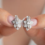 MINIMALISTISCHE SILBERBLUME MIT STEIN OHRRINGE | 925 SILBER