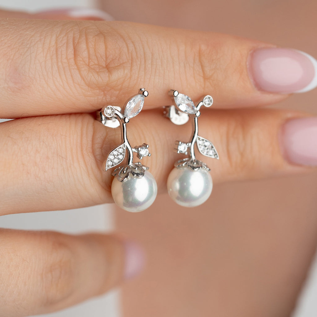 MIT PERLENANHÄNGER OHRRINGE | 925 SILBER