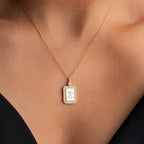 NAMENSPLATTE MIT STEINEN HALSKETTE | 925 SILBER