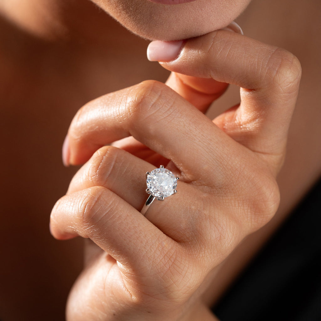 RUNDER STEIN RING | 925 SILBER