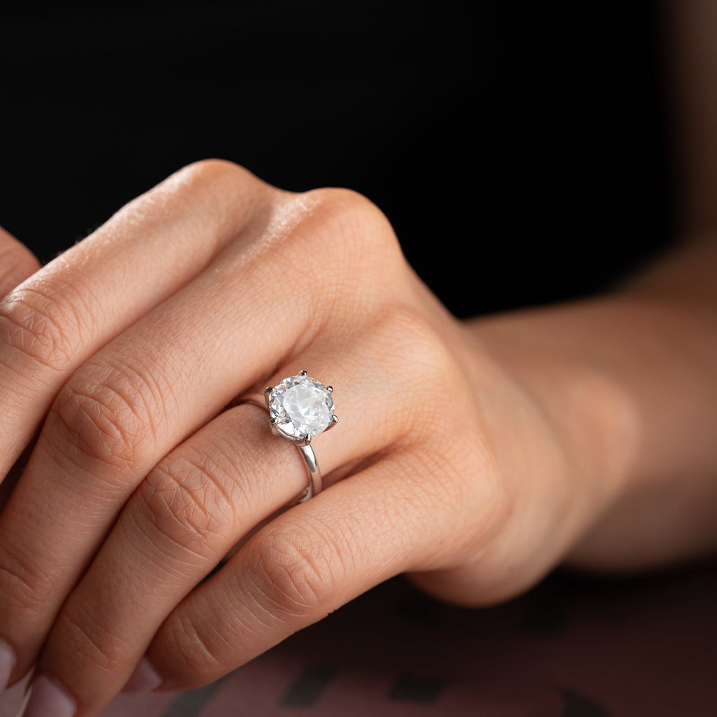 RUNDER STEIN RING | 925 SILBER