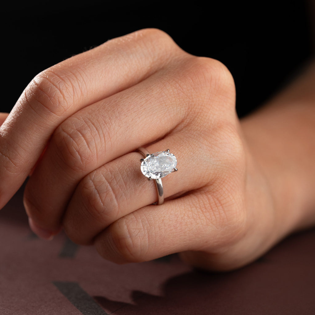 OVALER STEIN RING | 925 SILBER