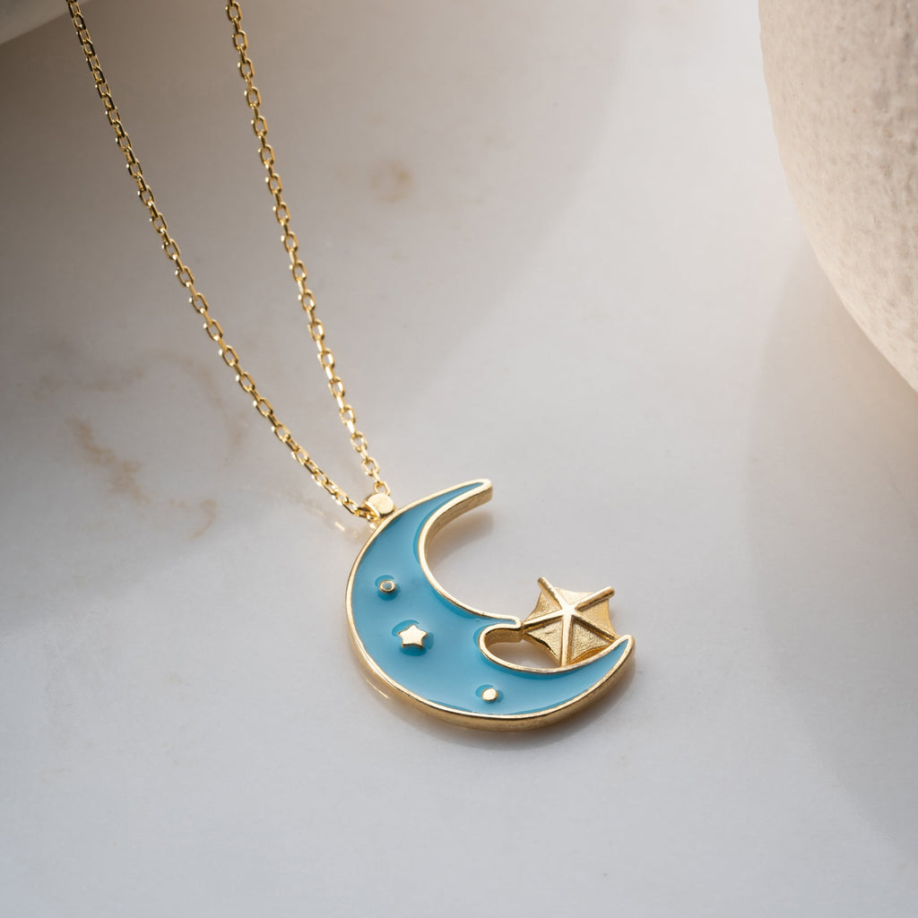 TURKIS MOON HALSKETTE| 925 SILBER