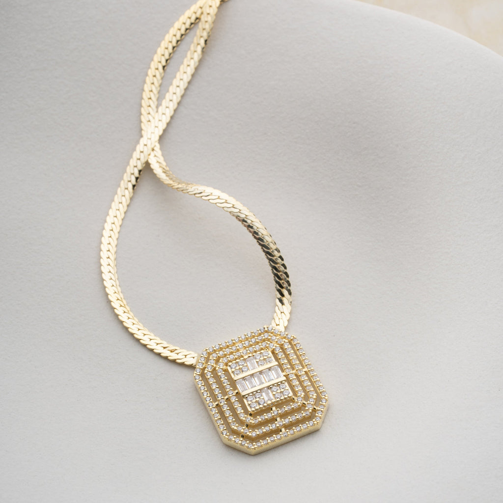 SQUARED BAGUETTE HALSKETTE| 925 SILBER