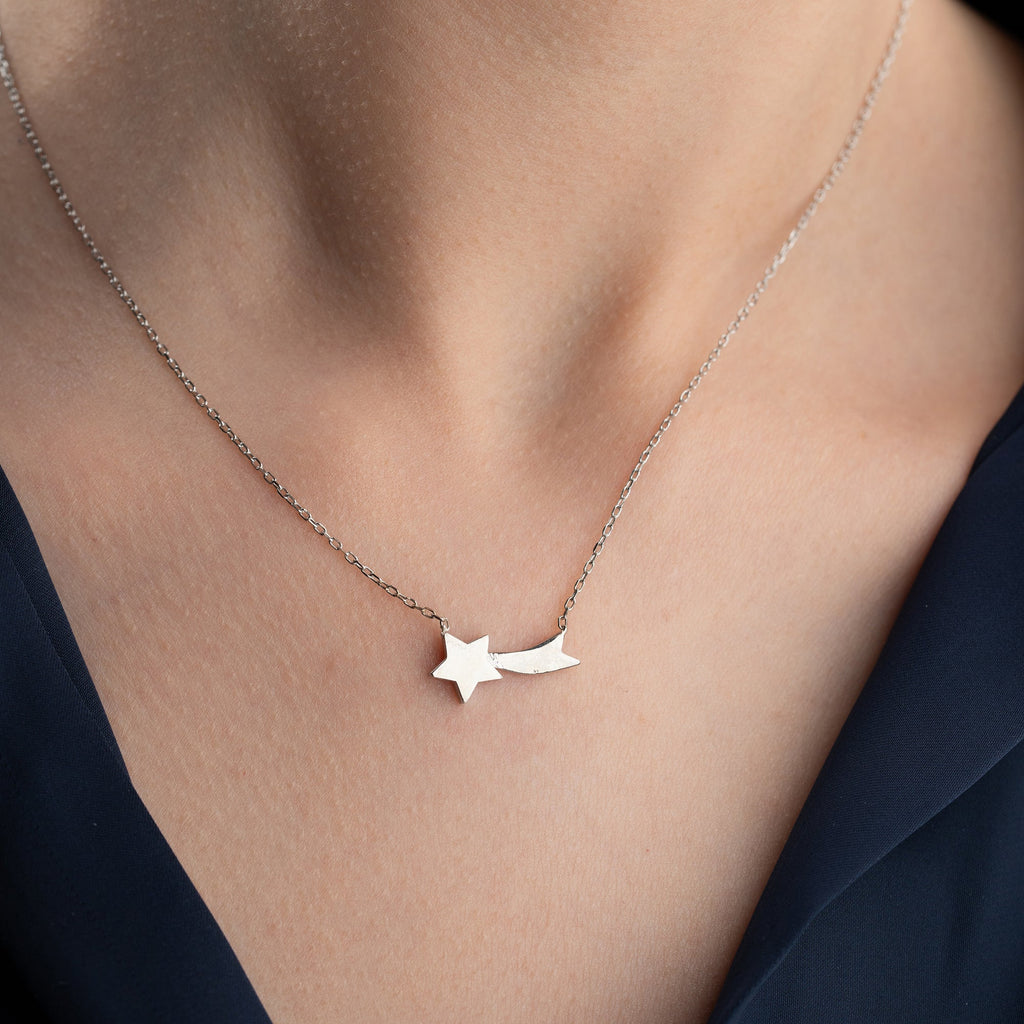 STERNSCHNUPPE HALSKETTE aus 925 Silber - Eleganter Halskette - AURIME