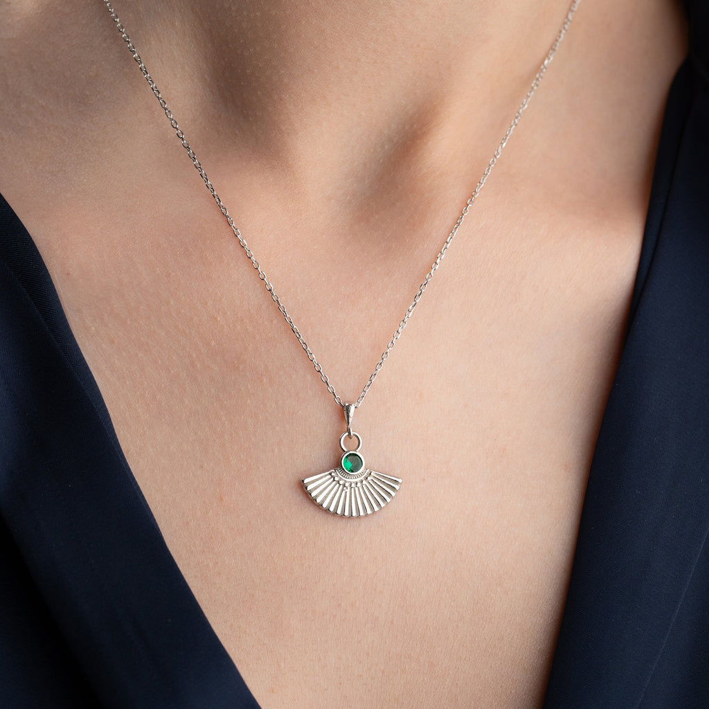 ZIRKONIA FÄCHER HALSKETTE aus 925 Silber - Eleganter Halskette - AURIME