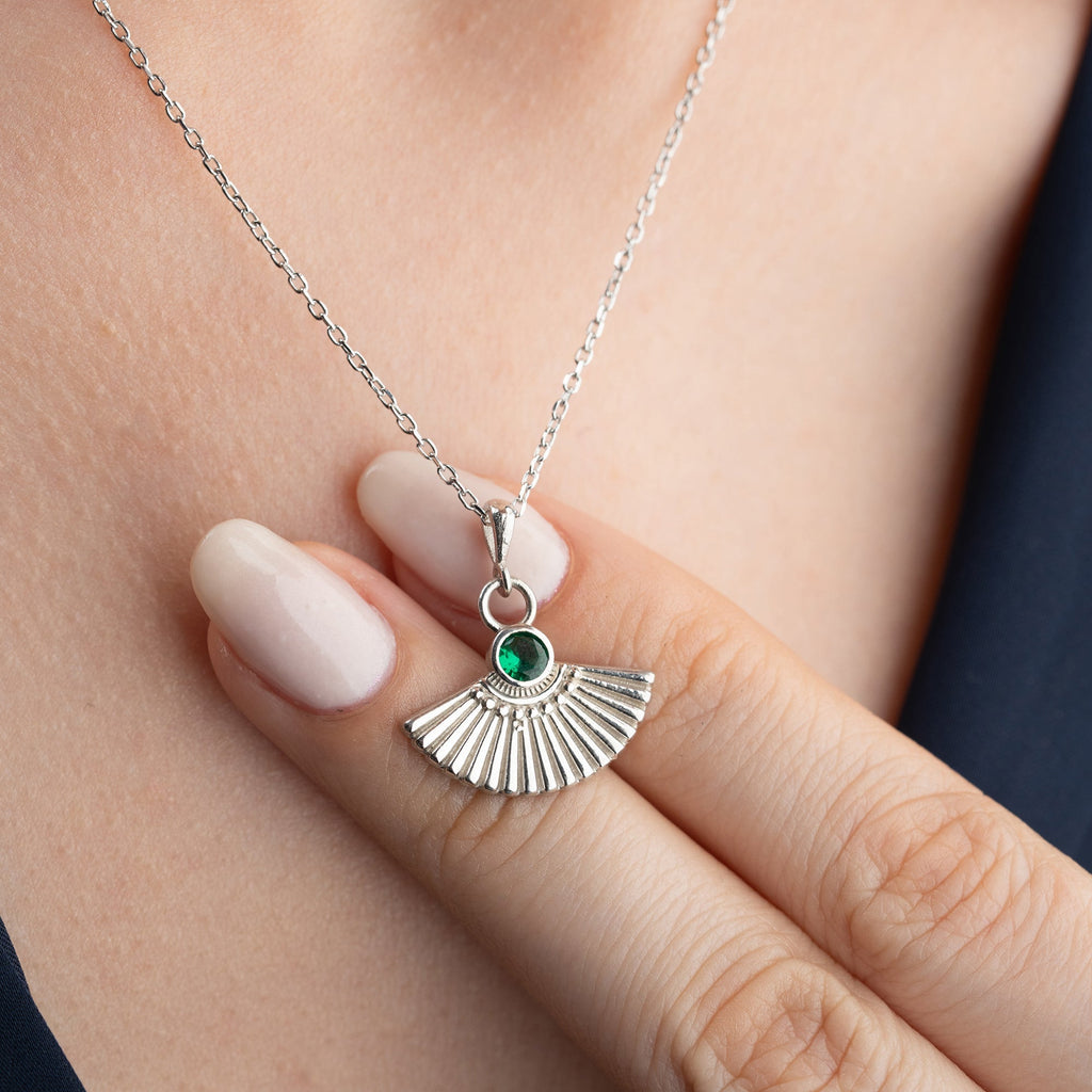 ZIRKONIA FÄCHER HALSKETTE aus 925 Silber - Eleganter Halskette - AURIME