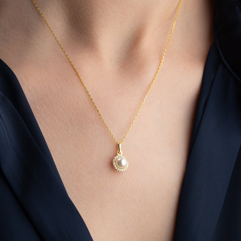 ZIRKONIA PEARL HALSKETTE | 925 SILBER