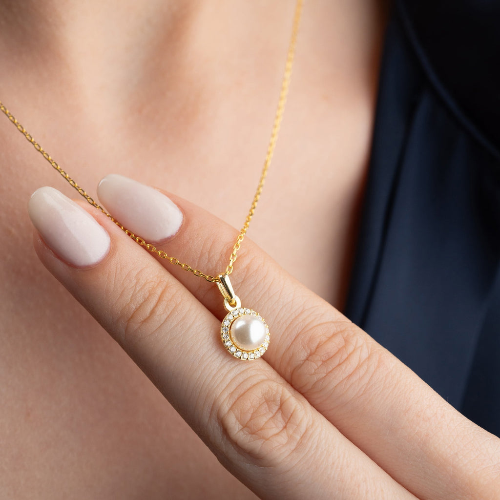 ZIRKONIA PEARL HALSKETTE | 925 SILBER