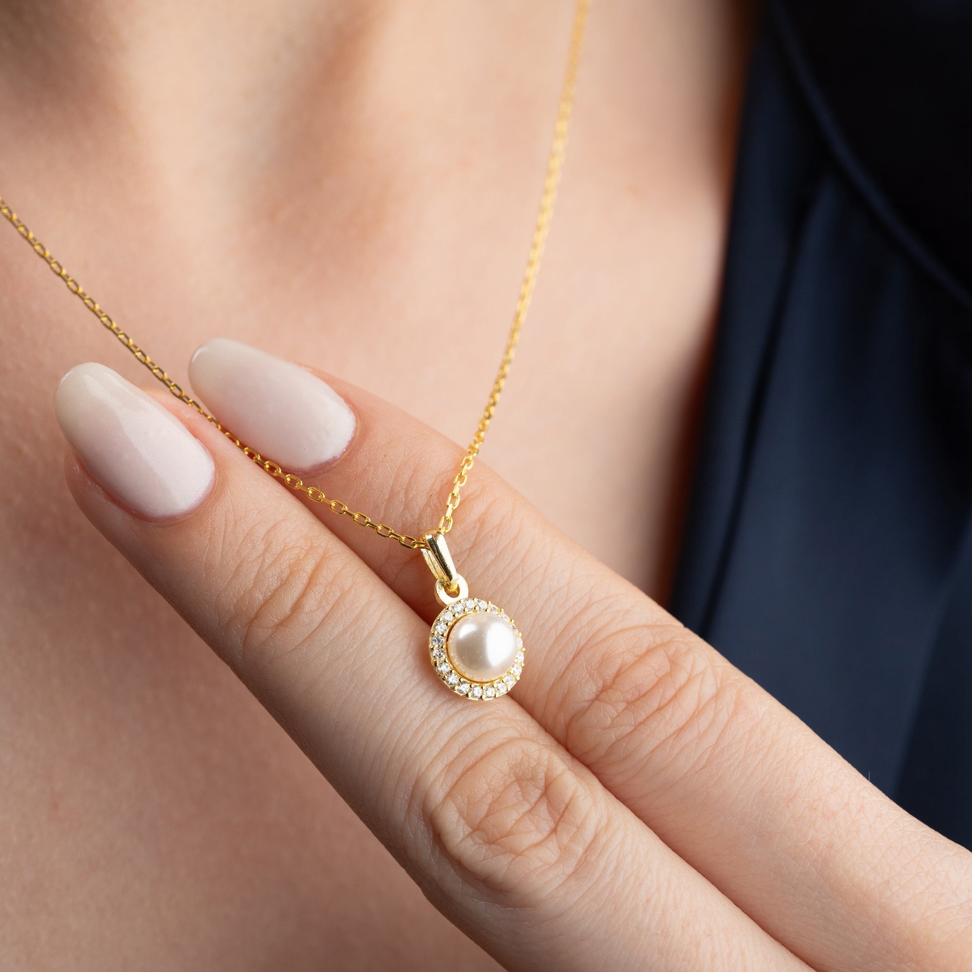 ZIRKONIA PEARL HALSKETTE | 925 SILBER