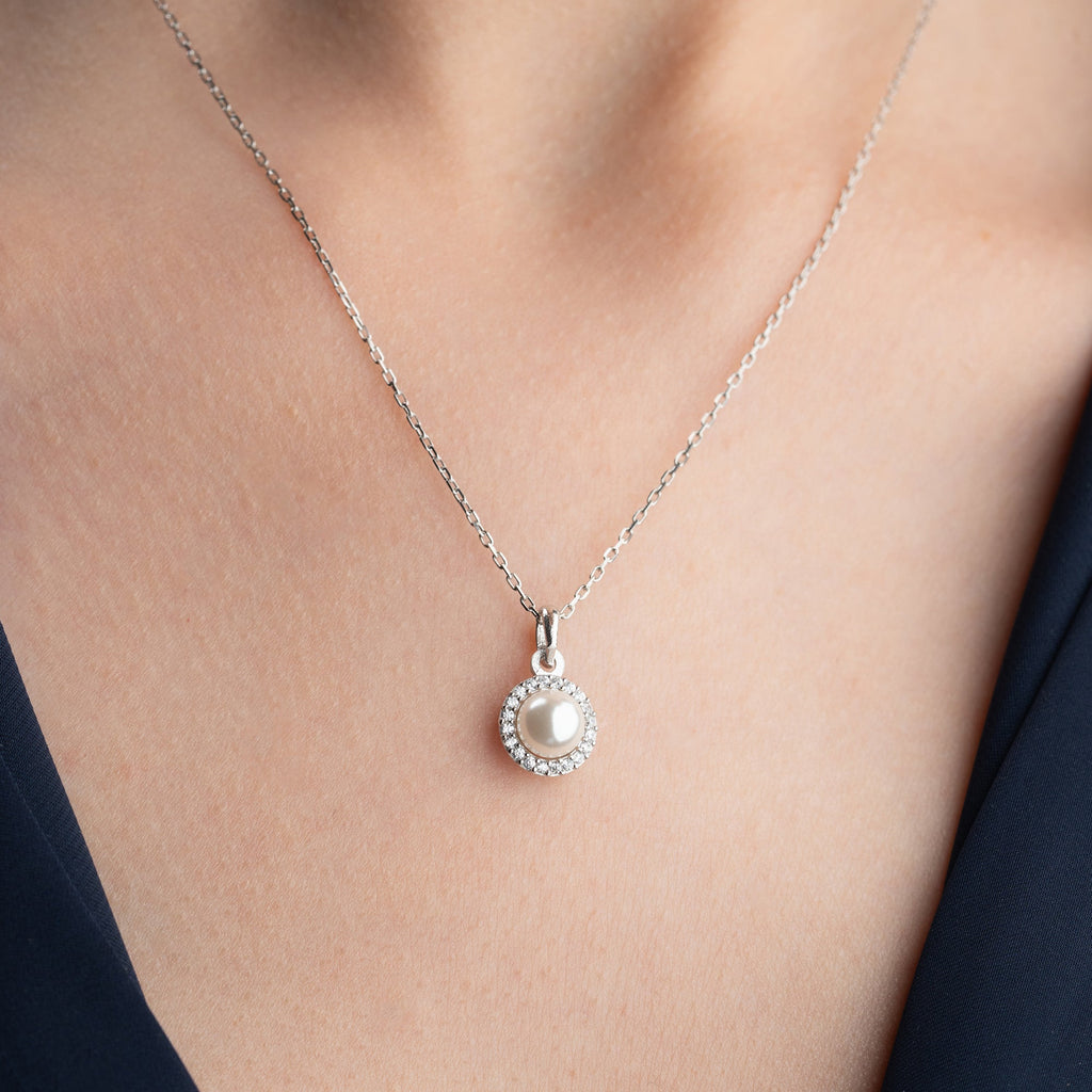 ZIRKONIA PEARL HALSKETTE | 925 SILBER