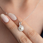 ZIRKONIA PEARL HALSKETTE aus 925 Silber - Eleganter Halskette - AURIME