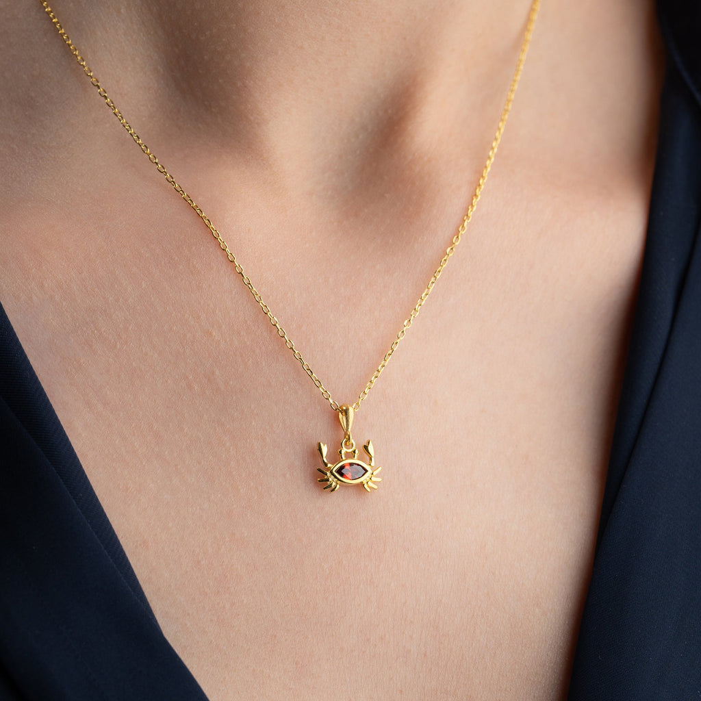 ZIRKONIA KREBS HALSKETTE aus 925 Silber - Eleganter Halskette - AURIME