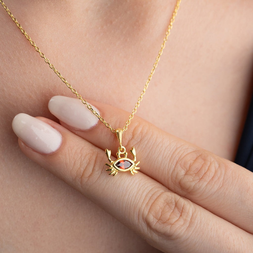 ZIRKONIA KREBS HALSKETTE aus 925 Silber - Eleganter Halskette - AURIME