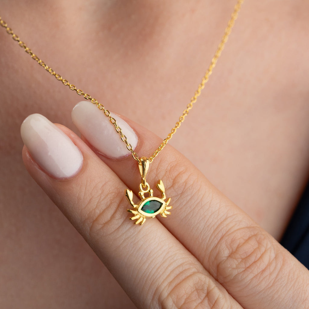 ZIRKONIA KREBS HALSKETTE aus 925 Silber - Eleganter Halskette - AURIME