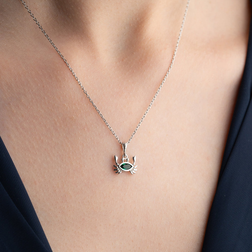 ZIRKONIA KREBS HALSKETTE aus 925 Silber - Eleganter Halskette - AURIME