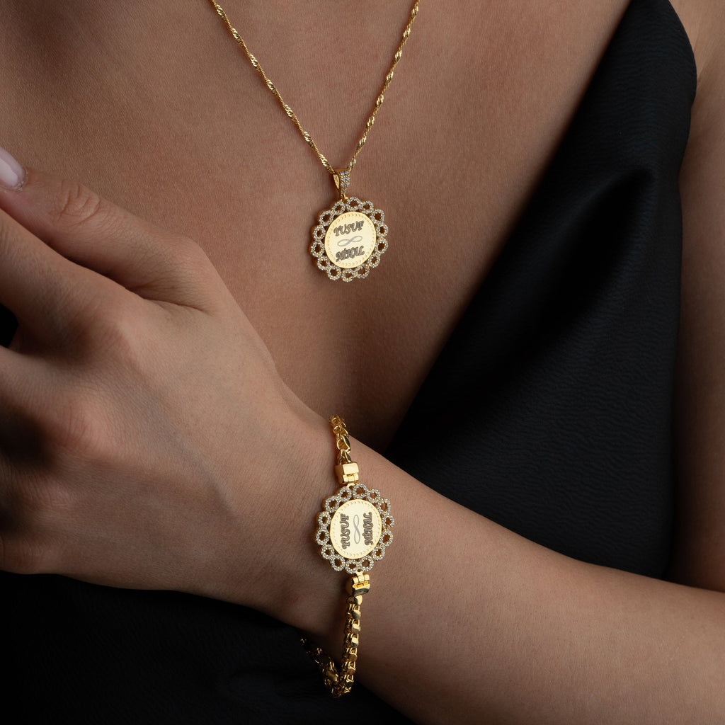 WAVE GRAVUR HALSKETTE | ARMBAND SET | 925 SILBER