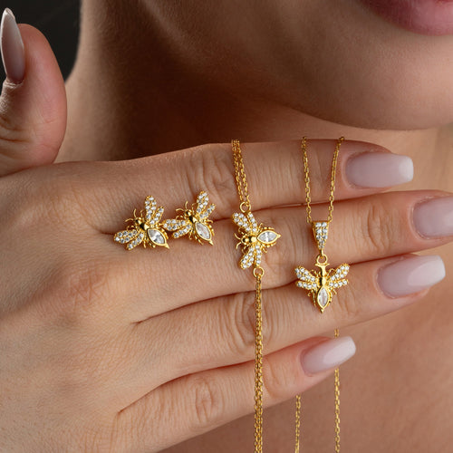 BEE HALSKETTE | ARMBAND | OHRRING SET | 925 SILBER