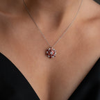 ROTE LOTUS HALSKETTE| 925 SILBER